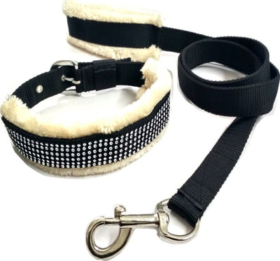 

Skora Black And White Nylon Spike Dog Collar & Leash (Small,,Large) Dog Collar & Leash(, Black