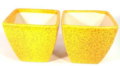 

CROCKTO Ceramic Yellow Square Handmade Bonsai Succulent Planter Pots/Indoor Planter Fancy Decorative Plant Container Set(Pack of 2, Ceramic)