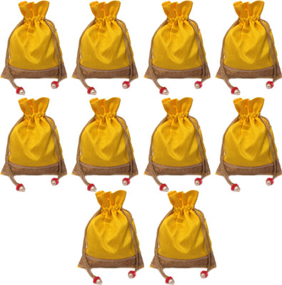 

Shubh Shagun Return Gift Potli Bag Handbag Women Ethnic Pack of 10 Potli(Yellow)