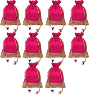 

Shubh Shagun Return Gift Potli Bag Handbag Women Ethnic Pack of 10 Potli(Pink)