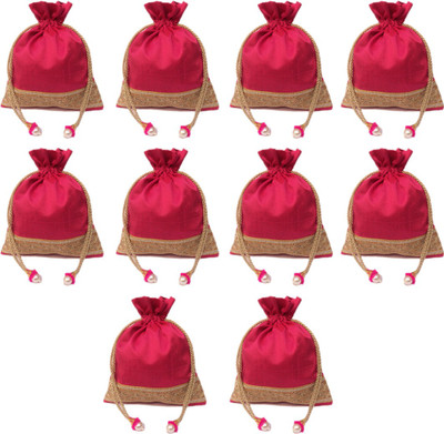 

Shubh Shagun Return Gift Potli Bag Handbag Women Ethnic Pack of 10 Potli(Maroon)