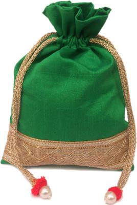 

Shubh Shagun Return Gift Potli Bag Handbag Women Ethnic Potli(Green)