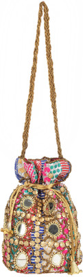 

Aliado Cloth/Textile/Fabric Embellished Multi Coloured Potli Bag Potli(Multicolor)