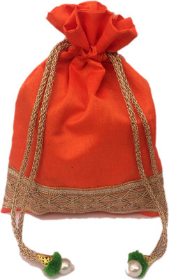 

Shubh Shagun Return Gift Potli Bag Handbag Women Ethnic Potli(Orange)
