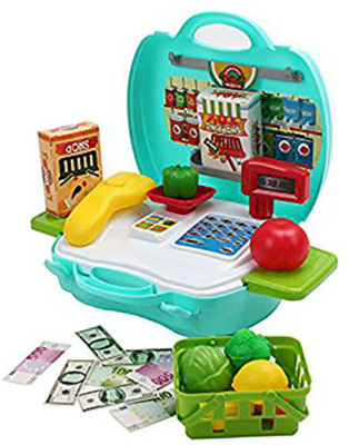 Shrih 23 Pcs Suitcase With Organic Products Kitchen Play Set For Interactive Kitchen Learning For Kids