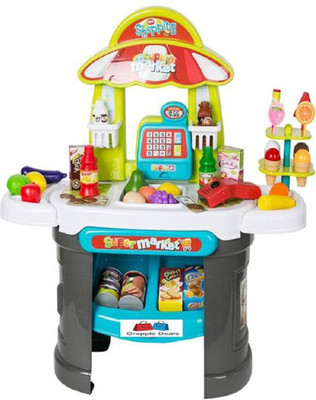 

crazy toys Little Kids Shopping With Working Scanner Realistic Playset 61 Pcs.(Multicolor)
