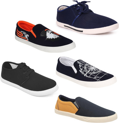 

Pexlo Smart Pack of 5 Casual Shoes (Sneakers and Loafers Shoes) Slip On Sneakers For Men(Multicolor