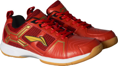 

Li-Ning CROSS Badminton Shoes For Men(Multicolor, Red/gold