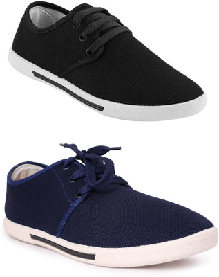 

Pexlo Pack of 2 Casual Shoes (Sneakers and Loafers Shoes) Canvas Shoes For Men(Black, Blue