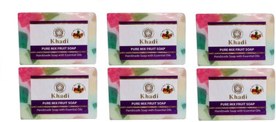 

Khadi Mix Fruit Soap 125 gm (Pack of 6)(210 g, Pack of 6)