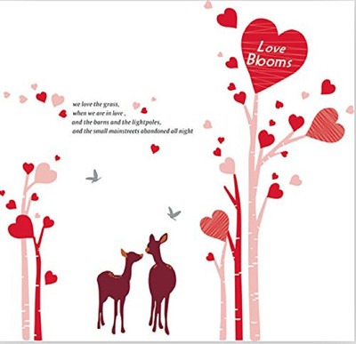 Asmi Collections 150 cm pink Tree with pretty Heart and Deer Removable Sticker(Pack of 1)