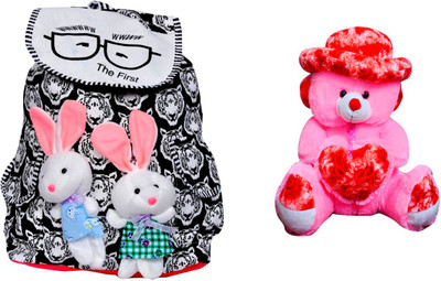 

ATTRACTIVE (Multicolor) Teddy Bear Bag For Girls With 1 Feet Small Teddy Bear - 30 cm(pink)