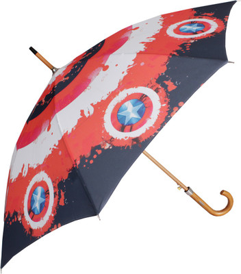 

Johns 610mm Woodking Auto Open Marvel Avengers Captain America Shield design Umbrella(Red)