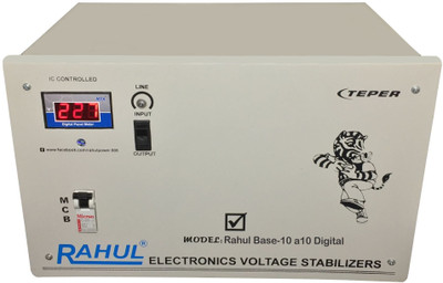 

Rahul Base-10 a10 Digital 10 KVA/40 Amp 140-280 Volt 3 Step Mainline Use Up to 10 KVA Load Automatic Digital Voltage Stabilizer(Gray)