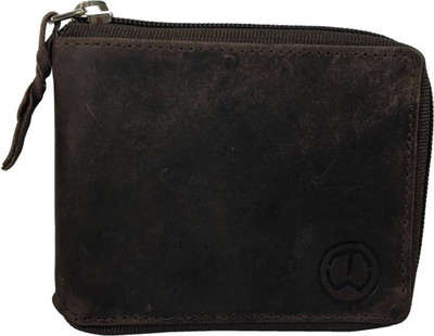 

KnW Men Brown Genuine Leather Wallet(6 Card Slots), Dark brown