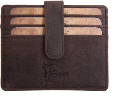

Hawai Men Brown Genuine Leather Card Holder(5 Card Slots), Tan