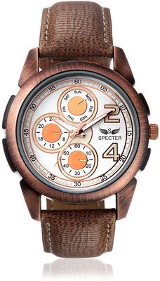 

Specter Analog Day And Date White Dial Leather Brown Belt Premium Wrist Watch For Men And Boys Watch - For Men