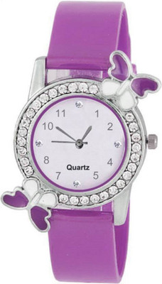 

Orayan Trendy Purple Diamond Studded Butterfly Watch - For Girls