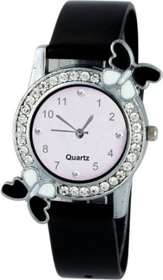 

Orayan Trendy Black Diamond Studded Butterfly Watch - For Girls