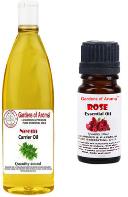 Gardens Of Aroma Neem Carrier Oil And Rose Essential Oil(210 ml)