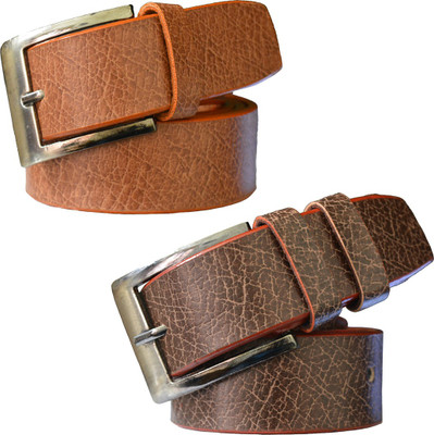 

LOOPA Men Formal Multicolor Synthetic Belt, Tan and brown