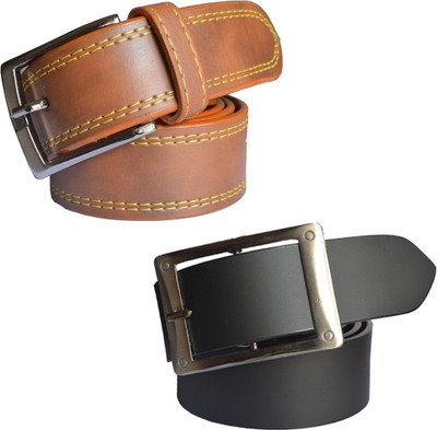 

Sun Shopping Men Formal Multicolor Synthetic Belt, Black;tan