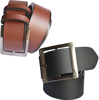 

Loopa Men Formal Multicolor Artificial Leather Belt, Black and brown