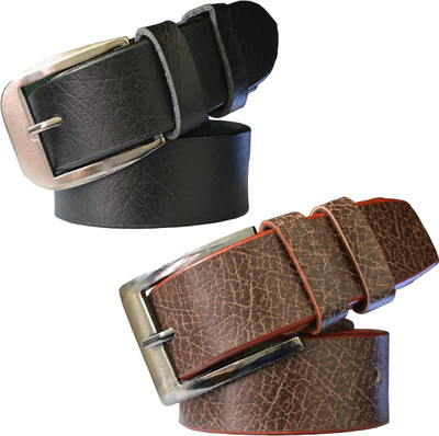 

LOOPA Men Formal Multicolor Synthetic Belt, Black and brown