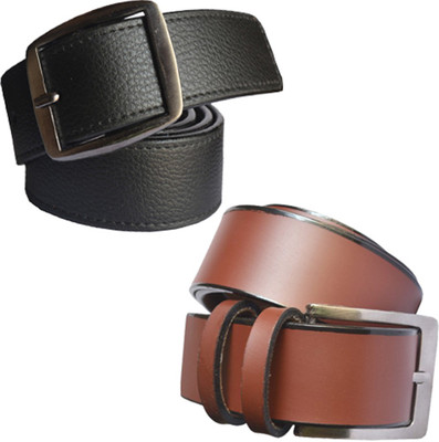

Loopa Men Formal Multicolor Artificial Leather Belt, Black and brown