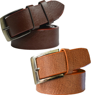 

LOOPA Men Formal Multicolor Synthetic Belt, Brown and tan