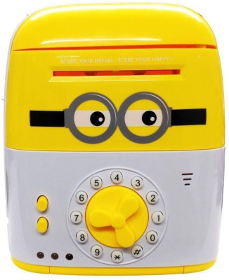 

kanha toys Minions Trolley Style Rolling Electronic Lock Saving Bank With Music Coin Bank(Yellow, White)