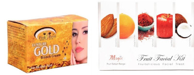 

Pink Root Gold Bleach 250g and Nature's Essence Fruit Facial Kit 180g(Set of 2)