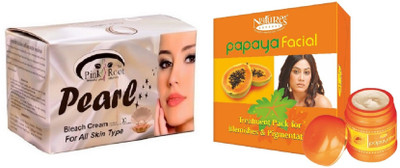 

Pink Root Pearl Bleach 250g and Nature's Essence Papaya Facial Treatment Kit for Blemishes &Pigmentation 180g(Set of 2)
