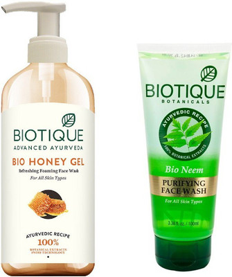 

BIOTIQUE BIO Bio Honey Gel Face Wash, Bio Neem Purifying Face Wash(Set of 2)