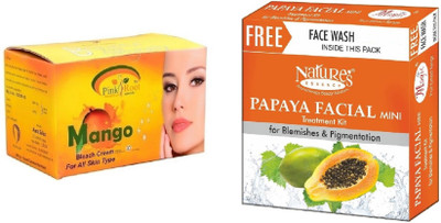 

Pink Root Mango Bleach 250g and Nature's Essence Papaya Facial Mini Treatment Kit for Blemishes &Pigmentation 52g + 65ml(Set of 2)