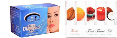 

Pink Root Diamond Bleach 250g and Nature's Essence Fruit Facial Kit 180g(Set of 2)