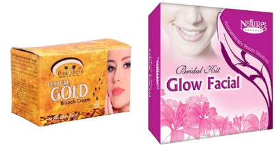 

Pink Root Gold Bleach 250g and Nature's Essence Bridal Kit Glow Facial 180g+40ml(Set of 2)