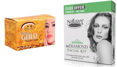 

Pink Root Gold Bleach 250g and Nature's Essence Ravishing Mini Diamond Facial Kit 52g + 60ml(Set of 2)