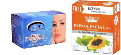 

Pink Root Diamond Bleach 250g and Nature's Essence Papaya Facial Mini Treatment Kit for Blemishes &Pigmentation 52g + 65ml(Set of 2)