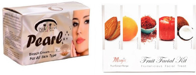 

Pink Root Pearl Bleach 250g and Nature's Essence Fruit Facial Kit 180g(Set of 2)