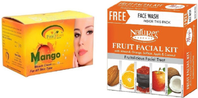 

Pink Root Mango Bleach 250g and Nature's Essence Fruit Facial Kit 52g(Set of 2)