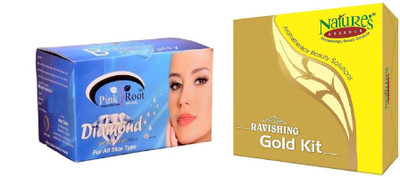 

Pink Root Diamond Bleach 250g and Nature's Essence Ravishing Gold Kit 125g(Set of 2)