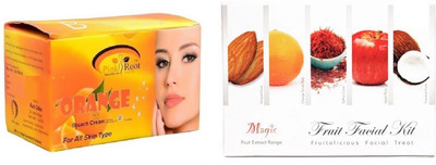 

Pink Root Orange Bleach 250g and Nature's Essence Fruit Facial Kit 180g(Set of 2)