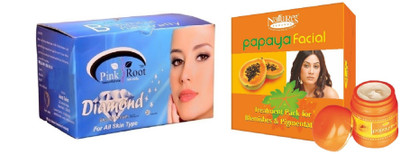 

Pink Root Diamond Bleach 250g and Nature's Essence Papaya Facial Treatment Kit for Blemishes &Pigmentation 180g(Set of 2)