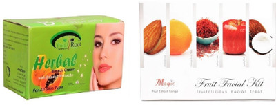 

Pink Root Herbal Bleach 250g and Nature's Essence Fruit Facial Kit 180g(Set of 2)