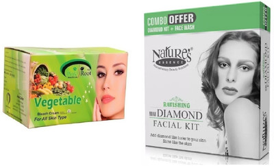 

Pink Root Vegetable Bleach 250g and Nature's Essence Ravishing Mini Diamond Facial Kit 52g + 60ml(Set of 2)