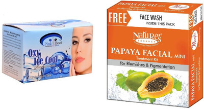 

Pink Root Oxy Ice Bleach 250g and Nature's Essence Papaya Facial Mini Treatment Kit for Blemishes &Pigmentation 52g + 65ml(Set of 2)