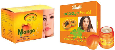 

Pink Root Mango Bleach 250g and Nature's Essence Papaya Facial Treatment Kit for Blemishes &Pigmentation 180g(Set of 2)