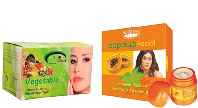 

Pink Root Vegetable Bleach 250g and Nature's Essence Papaya Facial Treatment Kit for Blemishes &Pigmentation 180g(Set of 2)
