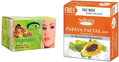 

Pink Root Vegetable Bleach 250g and Nature's Essence Papaya Facial Mini Treatment Kit for Blemishes &Pigmentation 52g + 65ml(Set of 2)